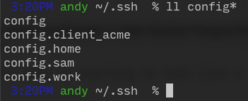 List of SSH config files with filename extensions